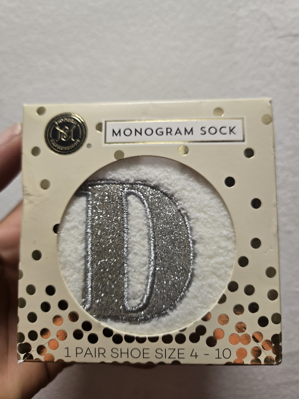 Monogram Sock - Silver 'D' Accent